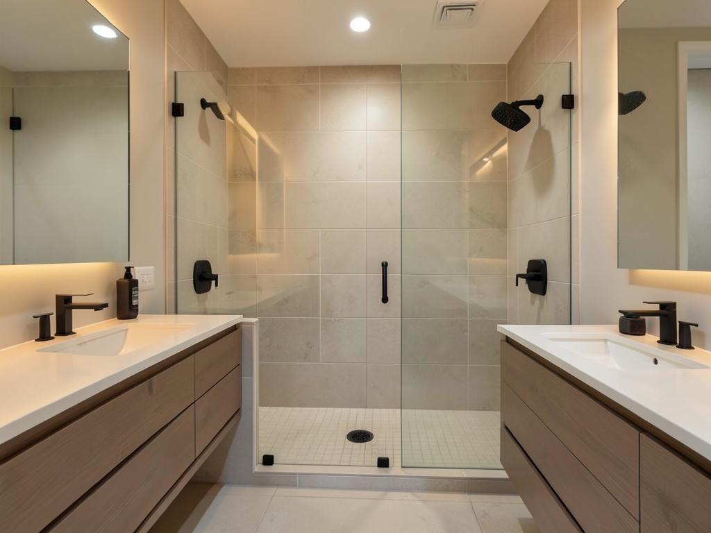Sample project photo: finished bathroom remodel with a walk-in tiled shower